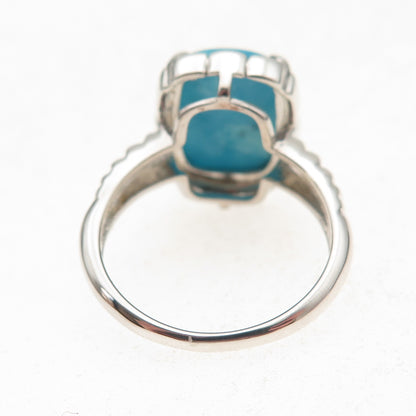 925 Sterling Silver Real Cabochon Sleeping Beauty Turquoise Ring Size 8