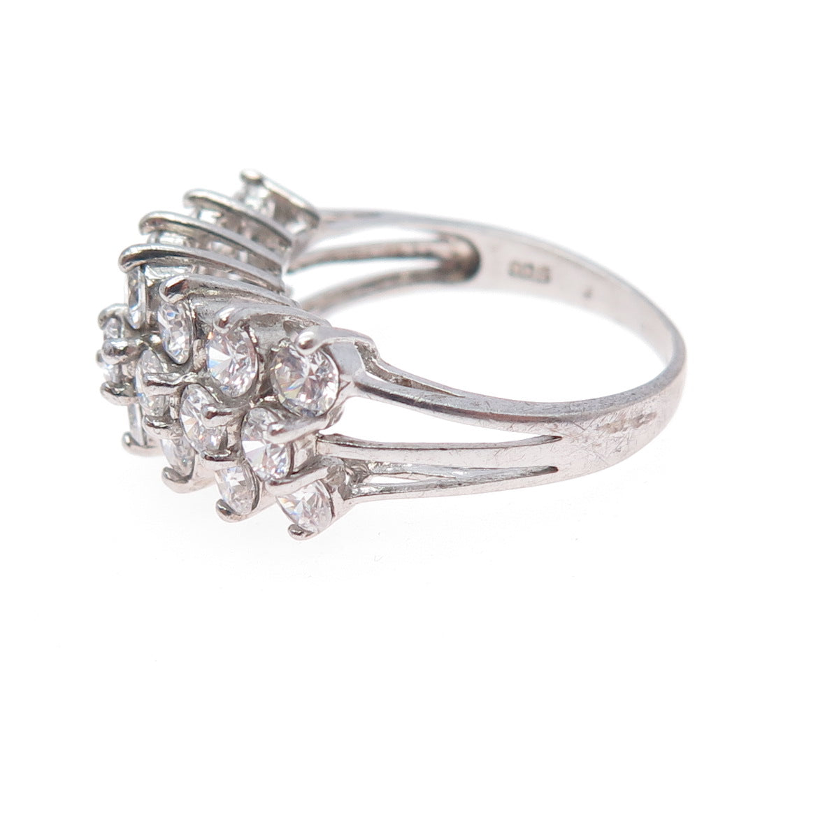 925 Sterling Silver Round-Cut C Z Sparkle Ring Size 7