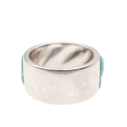 JS JOSEPH SCHMID 925 Sterling Silver Vintage Real Turquoise Band Ring Size 5.25