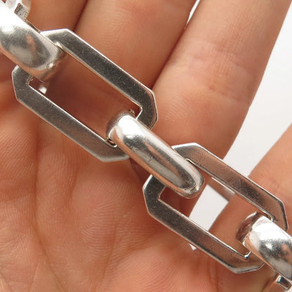 925 Sterling Silver Vintage Modernist Link Bracelet 6.25"