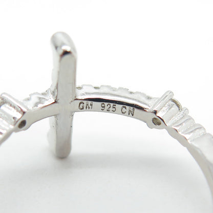 925 Sterling Silver Pave C Z Cross Ring Size 7
