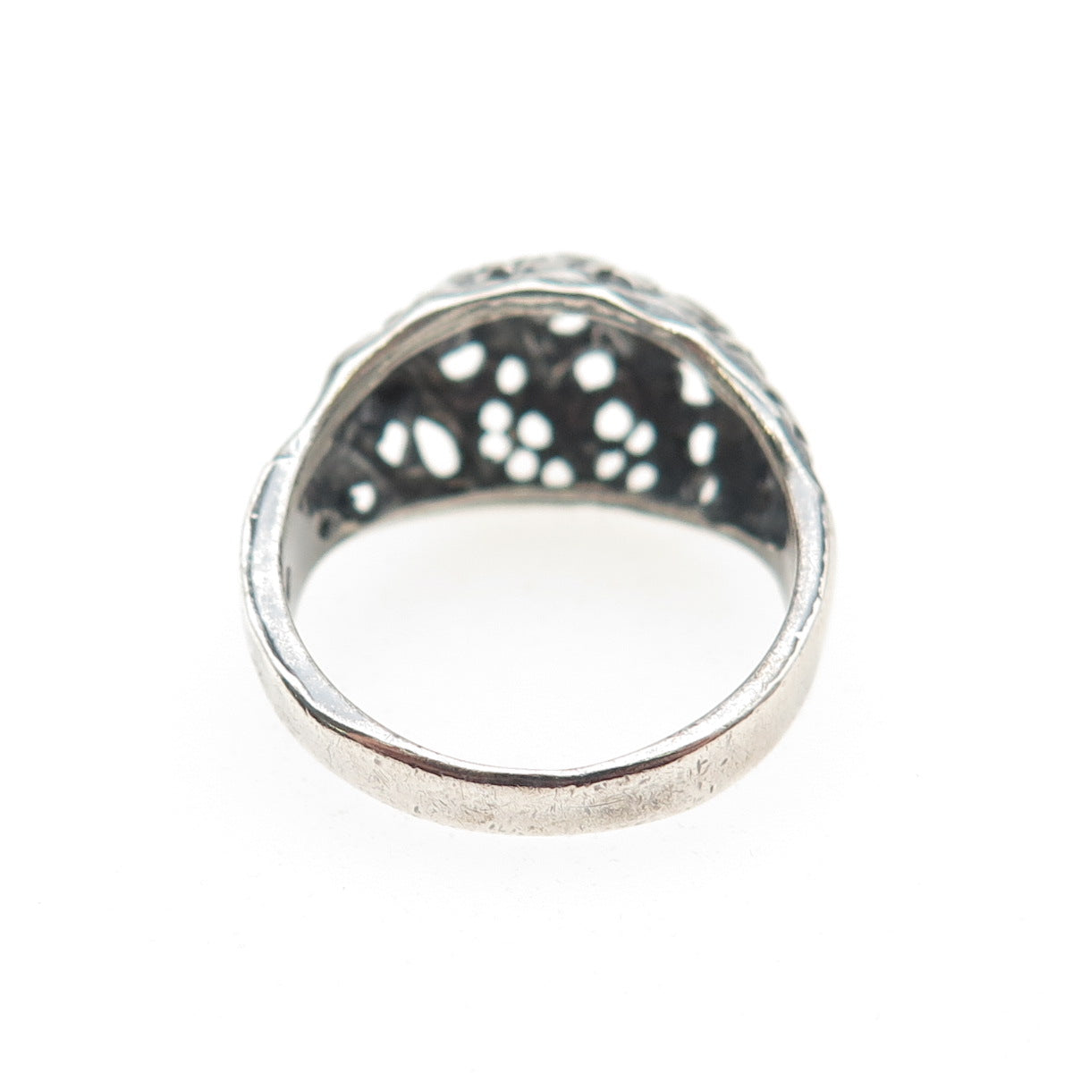 925 Sterling Silver Vintage Modernist Dome Oxidized Ring Size 6