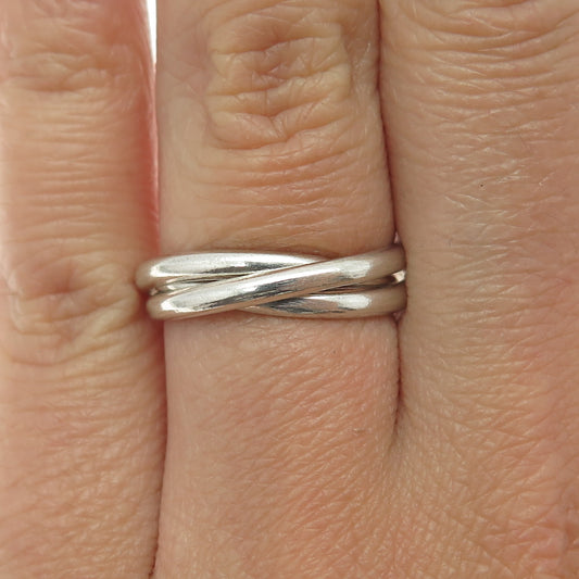 925 Sterling Silver Vintage Trinity Interlocked Band Ring Size 6.25