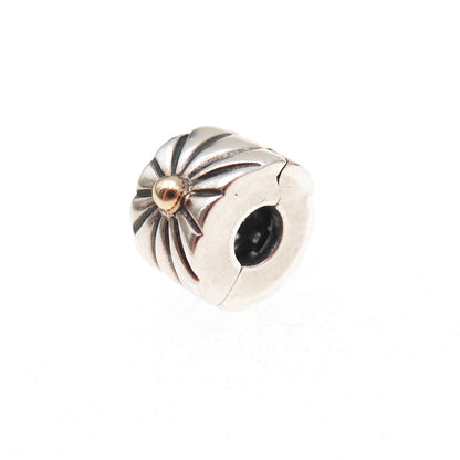 Pandora 925 Sterling Silver & Gold Sunburst Clip Charm