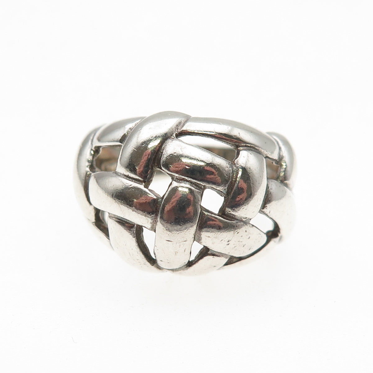 Chapal Zenray 925 Sterling Silver Vintage Woven Dome Oxidized Ring Size 7.5