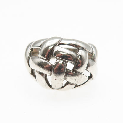 Chapal Zenray 925 Sterling Silver Vintage Woven Dome Oxidized Ring Size 7.5