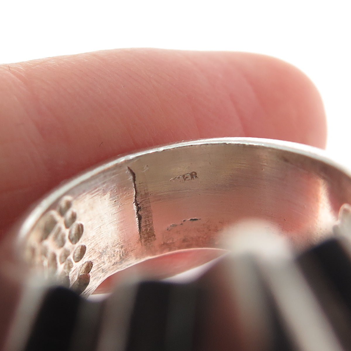 925 Sterling Silver Vintage Modernist Dome Oxidized Ring Size 6.25