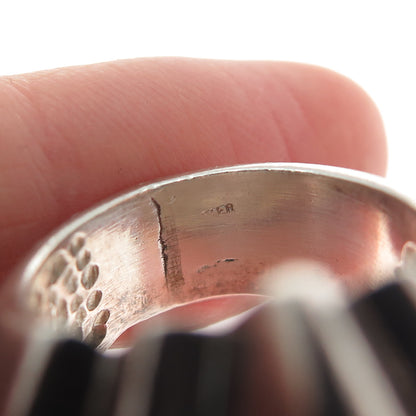925 Sterling Silver Vintage Modernist Dome Oxidized Ring Size 6.25