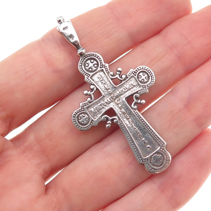 925 Sterling Silver Vintage Eastern Orthodox Crucifix Cross Pendant