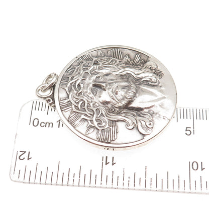 Creed 925 Sterling Silver Vintage Jesus & Our Lady of Guadalupe Pendant