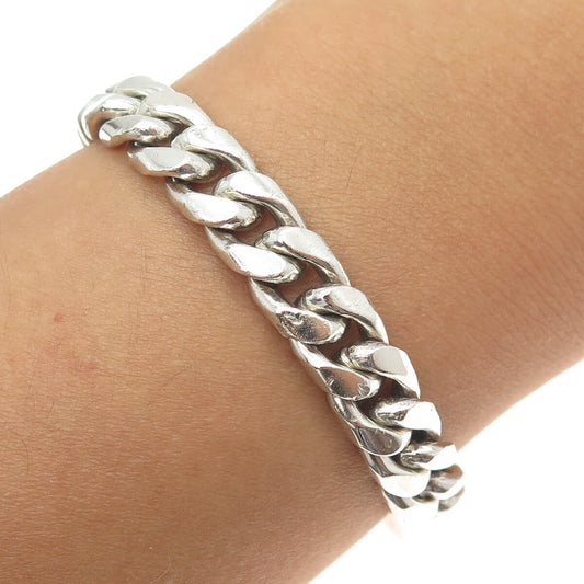 925 Sterling Silver Vintage Mexico Solid 50.8g Cuban Link Bracelet 8"