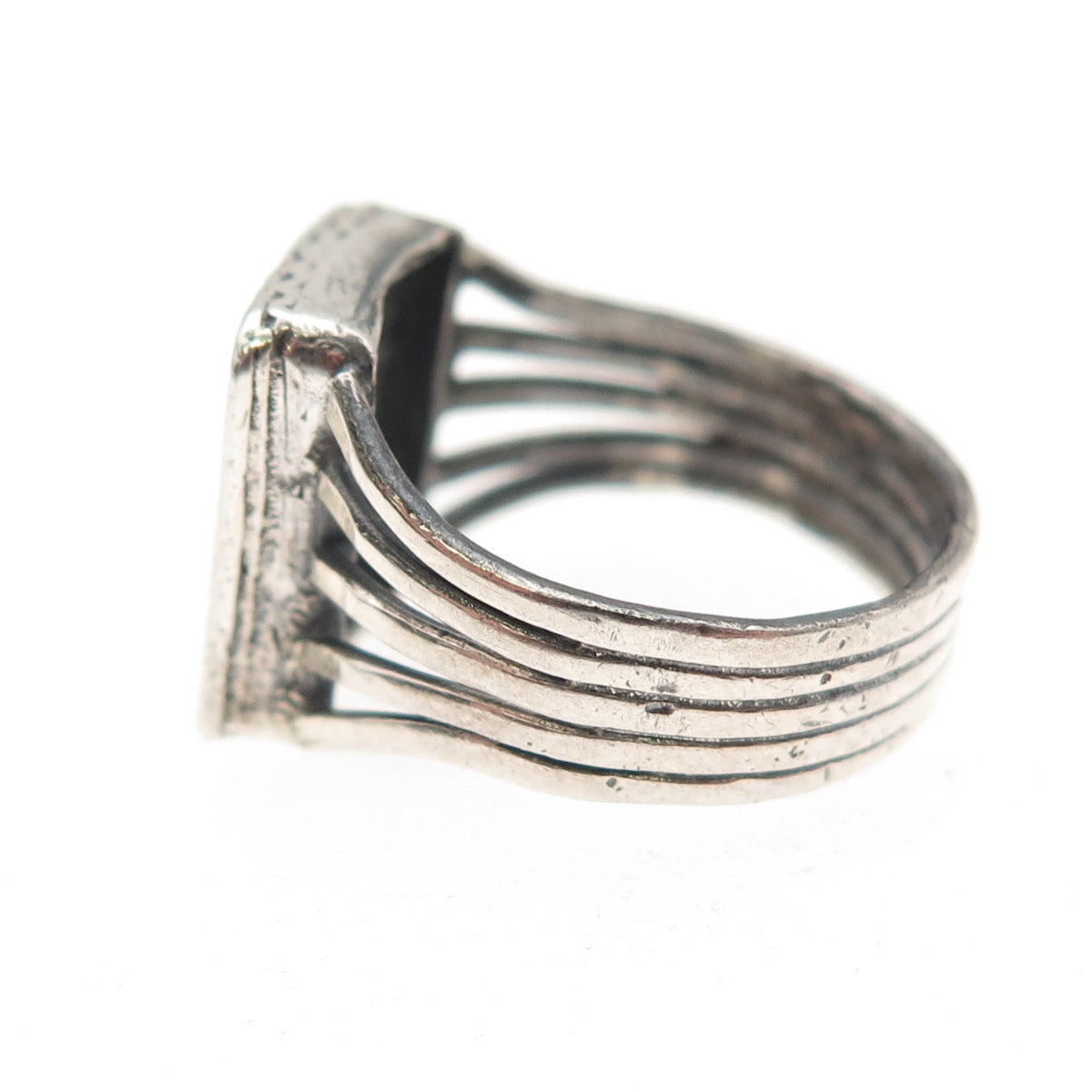 925 Sterling Silver Vintage Letter H Initial Oxidized Ring Size 4.5
