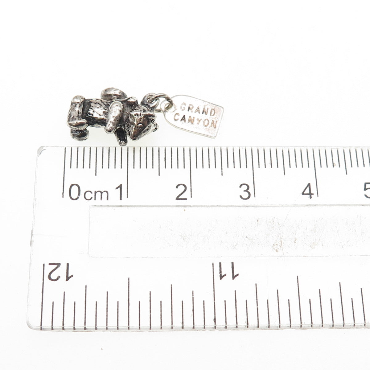 Old Pawn 925 Sterling Silver Vintage Turquoise Bear Grand Canyon Mini 3D Pendant