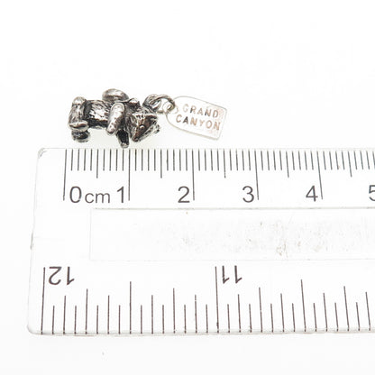 Old Pawn 925 Sterling Silver Vintage Turquoise Bear Grand Canyon Mini 3D Pendant