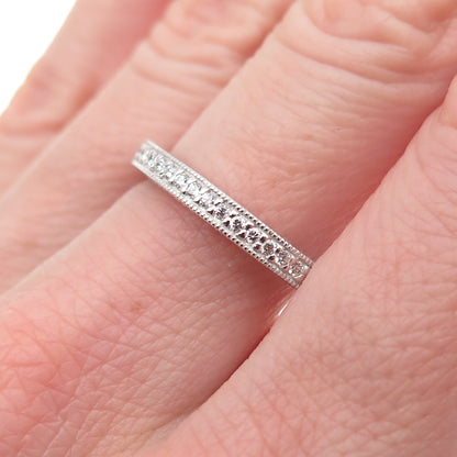 925 Sterling Silver Round-Cut C Z Eternity Stackable Band Ring Size 8