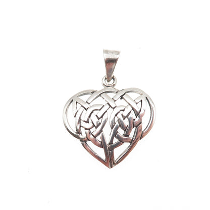 Charles Winston 925 Sterling Silver Vintage Celtic Trinity Heart Charm Pendant