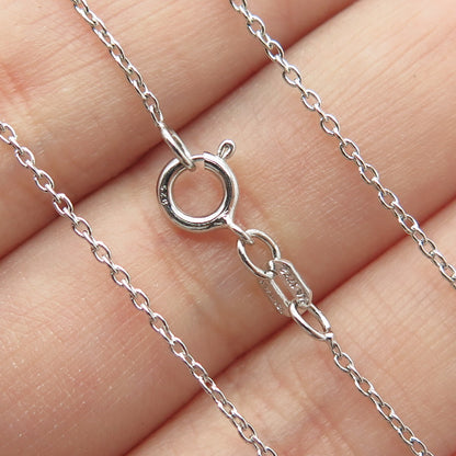 SUN 925 Sterling Silver Real Round-Cut Diamond Heart Cable Chain Necklace 18"
