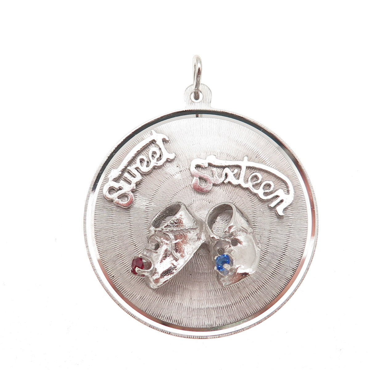 MARK MERCY 925 Sterling Silver Vintage Rhinestone Sweet Sixteen Charm Pendant
