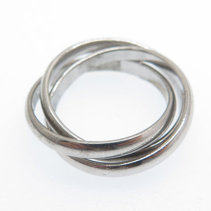 SETA 925 Sterling Silver Vintage Trinity Band Oxidized Ring Size 5.75