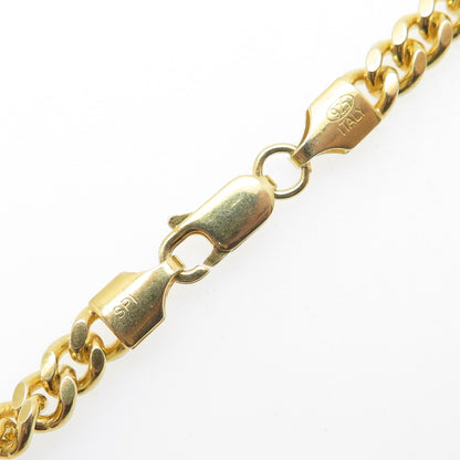 925 Sterling Silver Gold Plated Italy Cuban Link Bracelet 7.75"