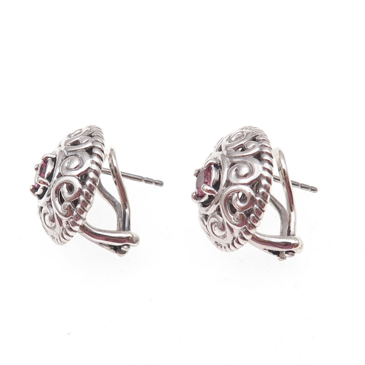 Carolyn Pollack 925 Sterling Silver Vintage Real Amethyst Omega Back Earrings
