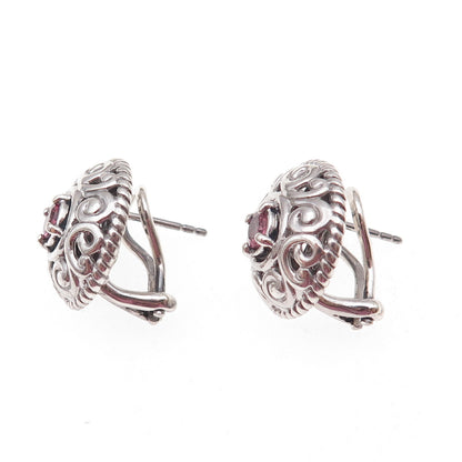 Carolyn Pollack 925 Sterling Silver Vintage Real Amethyst Omega Back Earrings