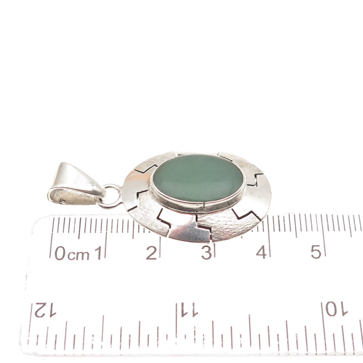 925 Sterling Silver Vintage MR Artisan Real Aventurine Modernist Charm Pendant
