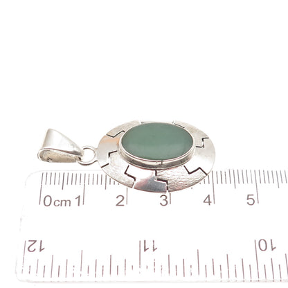 925 Sterling Silver Vintage MR Artisan Real Aventurine Modernist Charm Pendant