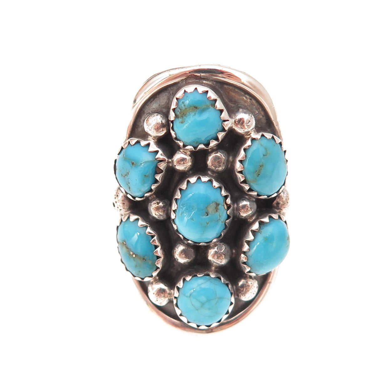 Les Hill Navajo Old Pawn Sterling Silver Vintage Turquoise Tribal Ring Size 9