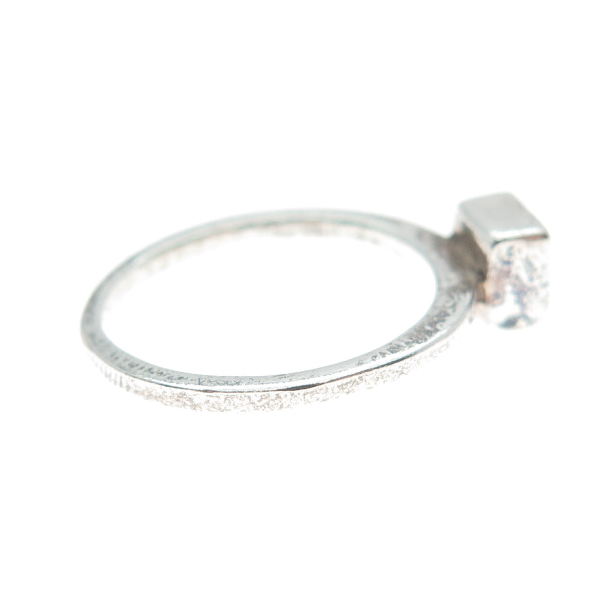 925 Sterling Silver Vintage Princess-Cut C Z Engagement Ring Size 5.25
