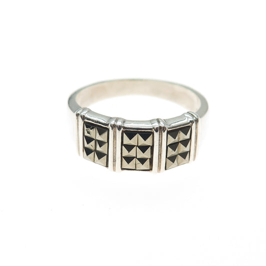 925 Sterling Silver Vintage Real Marcasite Ring Size 8