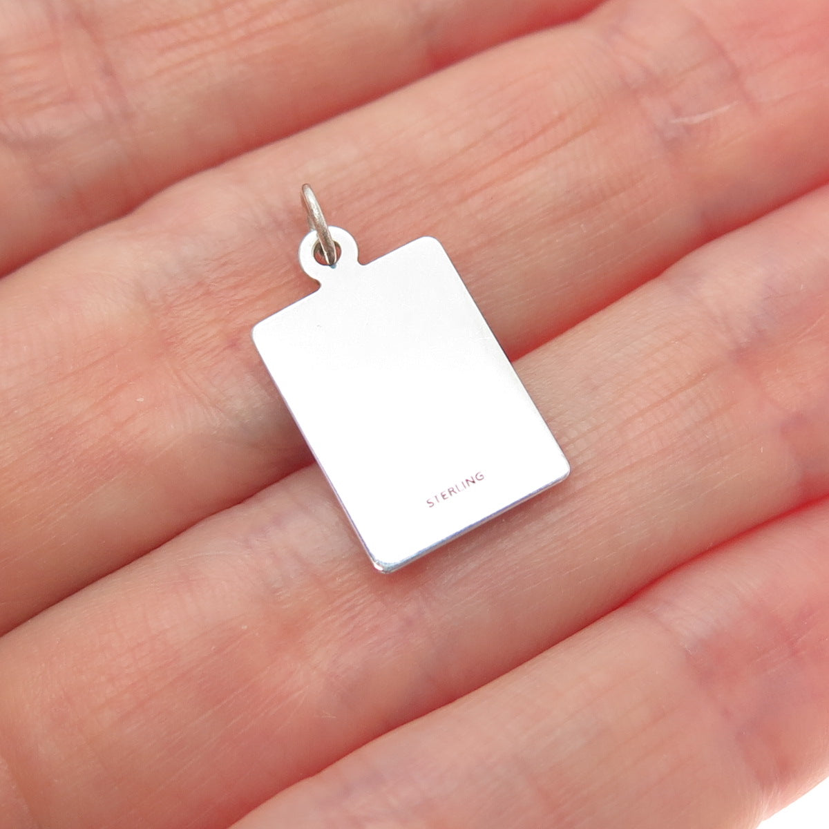 925 Sterling Silver Red Enamel Call Me My Own Minimalist Charm Pendant