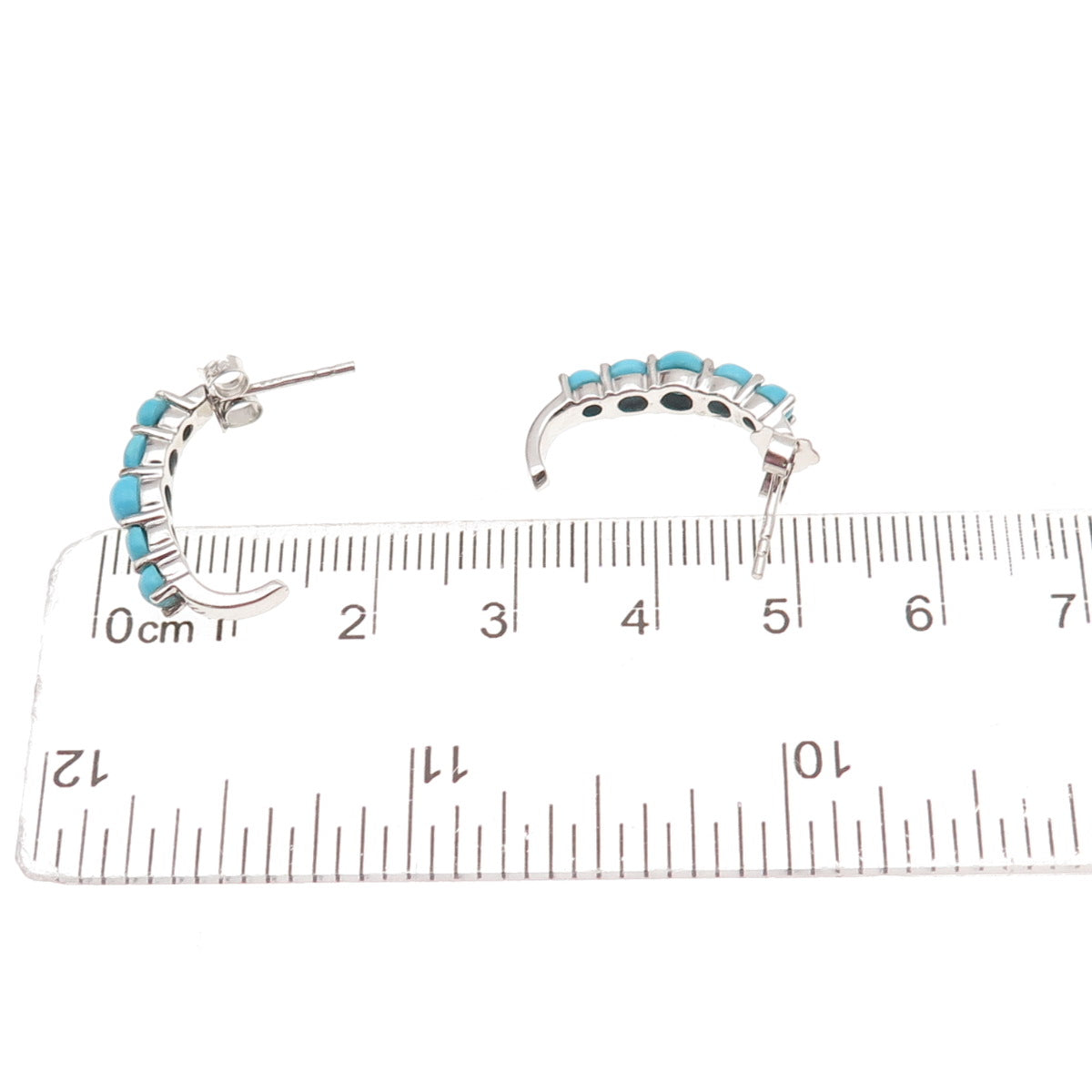 925 Sterling Silver Real Sleeping Beauty Turquoise Earrings