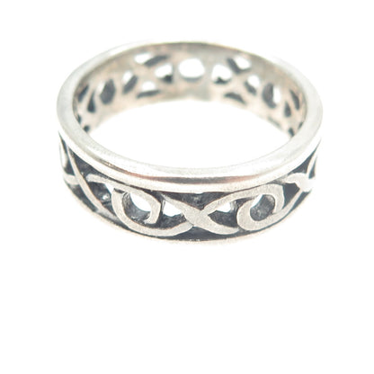 925 Sterling Silver Vintage Infinity Link Band Ring Size 9.5