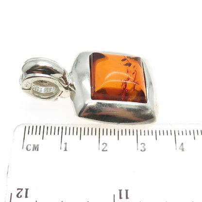 J. ESPOSITO 925 Sterling Silver Vintage Real Amber Modernist Pendant