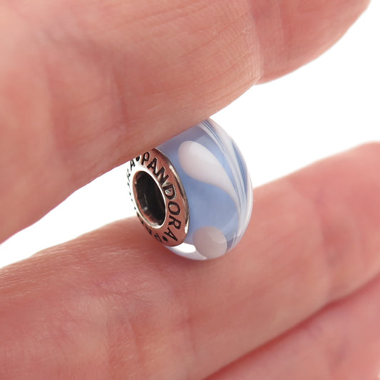 Pandora 925 Sterling Silver Murano Glass Slide Bead Charm