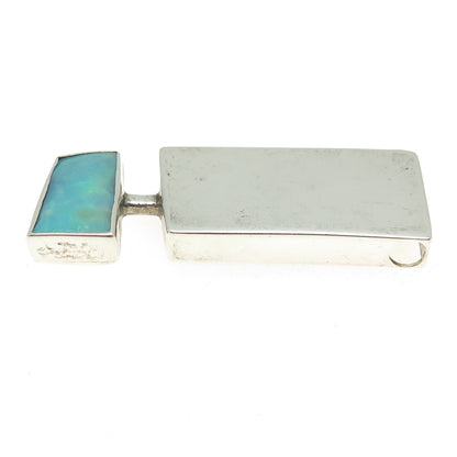 JERAMIE 925 Sterling Silver Vintage Real Opal Modernist Slide Pendant