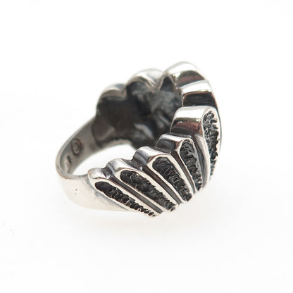 925 Sterling Silver Vintage EFS Mexico Modernist Oxidized Ring Size 6.75