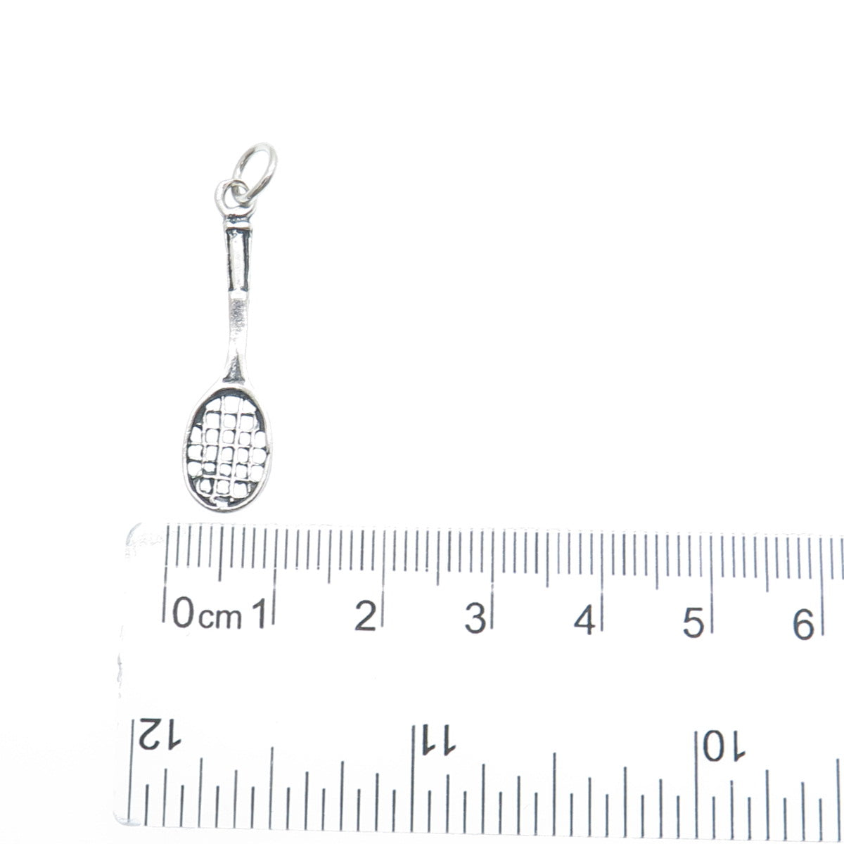 925 Sterling Silver Vintage Tennis Racket Oxidized Minimalist Charm Pendant