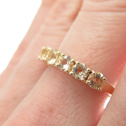 CHUCK CLEMENCY 925 Sterling Silver Gold Plated Real Yellow Topaz Ring Size 6.25