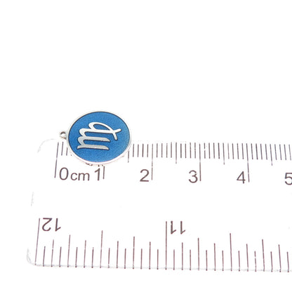 TOKEMOTI 925 Sterling Silver Blue Enamel Virgo Zodiac Minimalist Charm Pendant