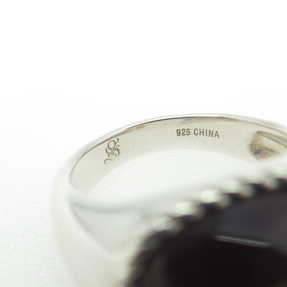 925 Sterling Silver Real Smoky Quartz Roped Ring Size 7.25