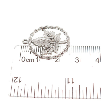 925 Sterling Silver Vintage Montreal Maple Leaf Charm Pendant