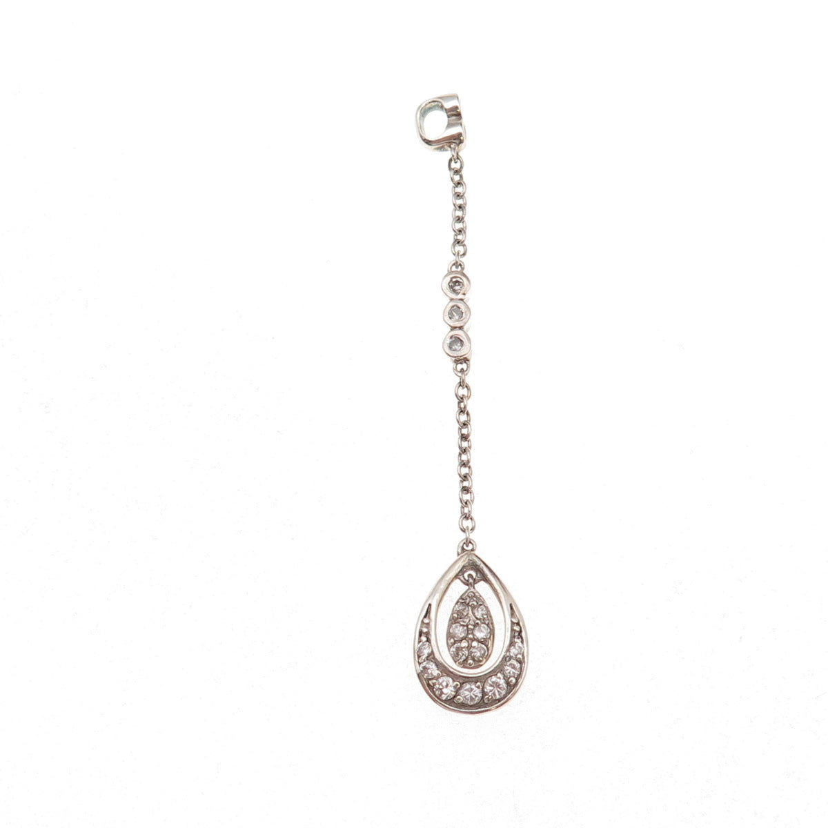 925 Sterling Silver Vintage C Z Drop Chain Dangle Charm Pendant