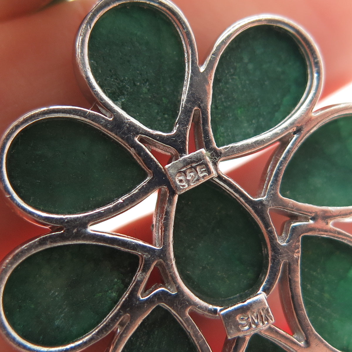 925 Sterling Silver Real Pear-Cut Emerald Flower Dangle Earrings