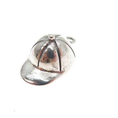 925 Sterling Silver Vintage Cap Minimalist 3D Charm Pendant