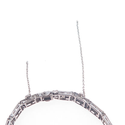 925 Sterling Antique Art Deco Real Diamond Bracelet 6.25" (repair safety chain)