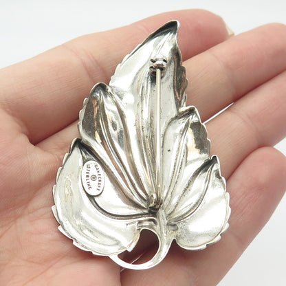 925 Sterling Silver Vintage Danecraft Leaf Pin Brooch