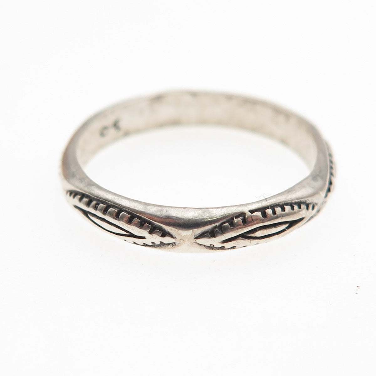 SHUBE 925 Sterling Silver Vintage Southwestern Oxidized Band Ring Size 7