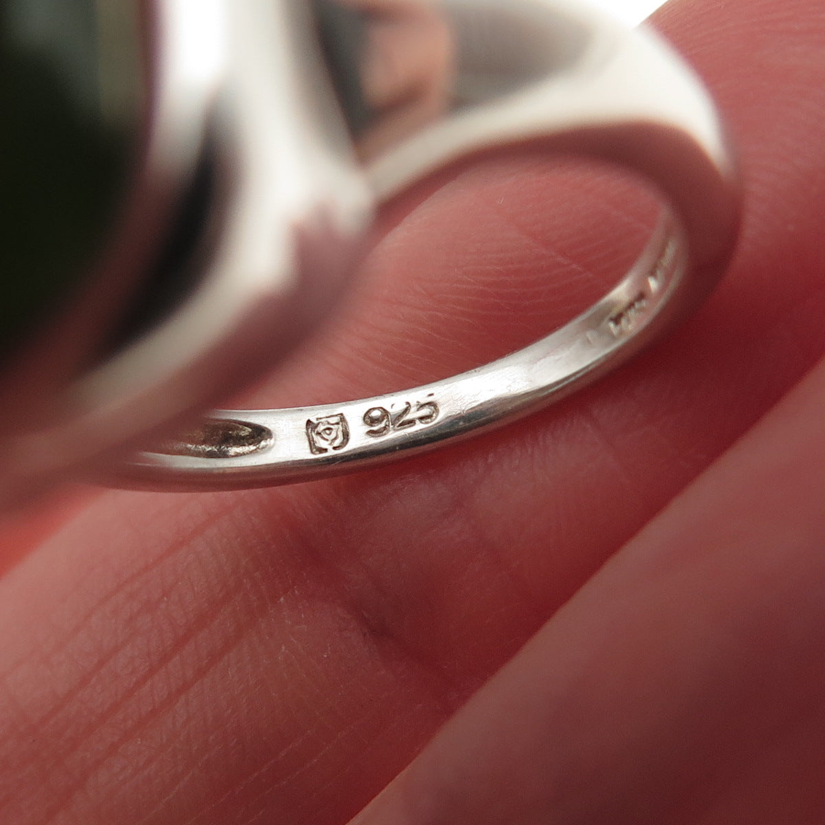 Michelle Albala 925 Sterling Silver Vintage Real Jade Modernist Ring Size 7